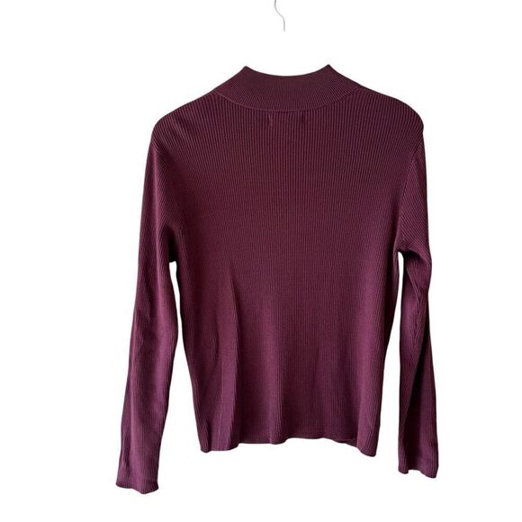 Coldwater Creek Mock Neck Trendy Burgundy Long Sleeves Silk  Blend SZ L #2322 - Picture 5 of 10